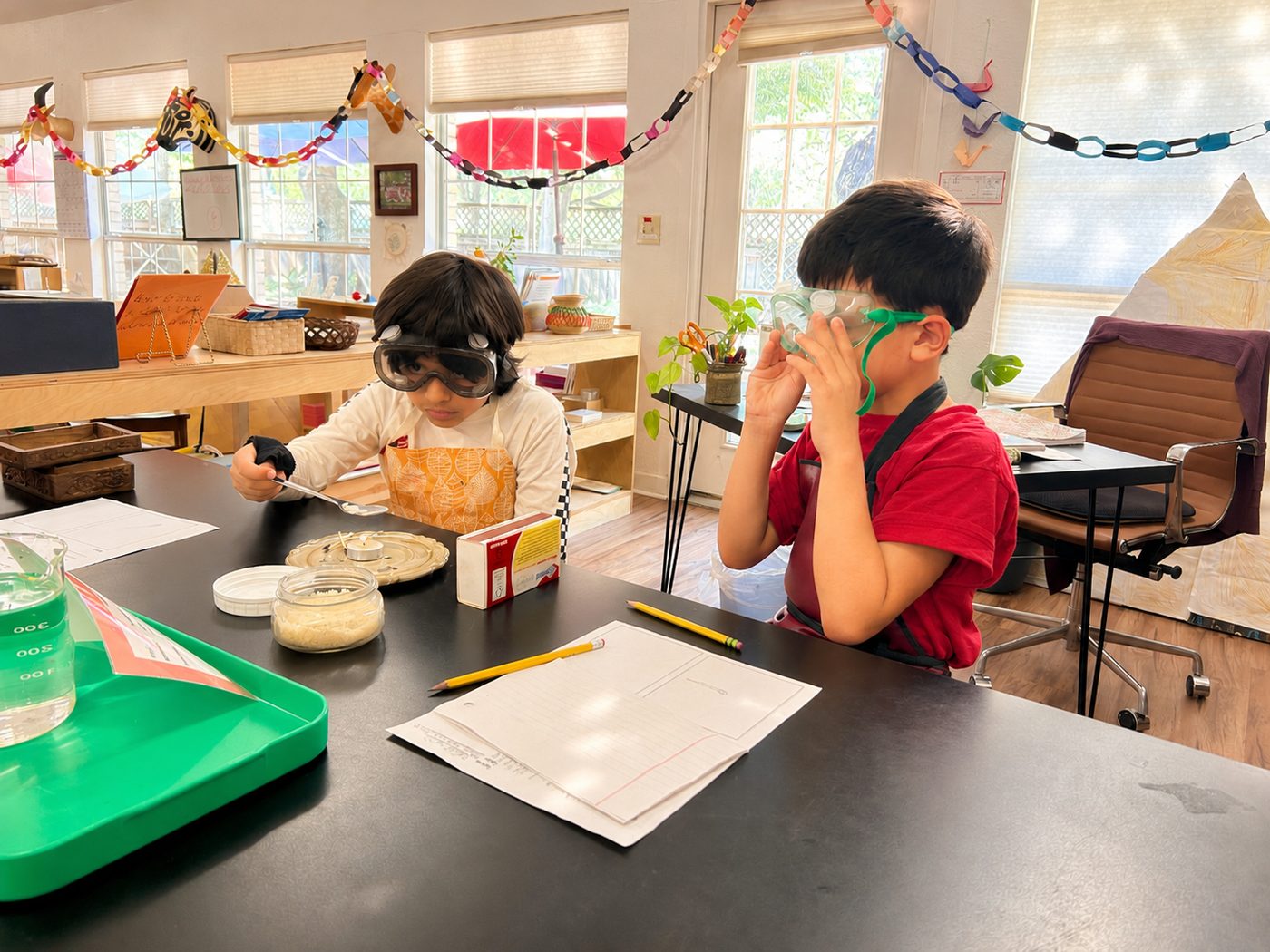 A child at work in a Montessori classroom