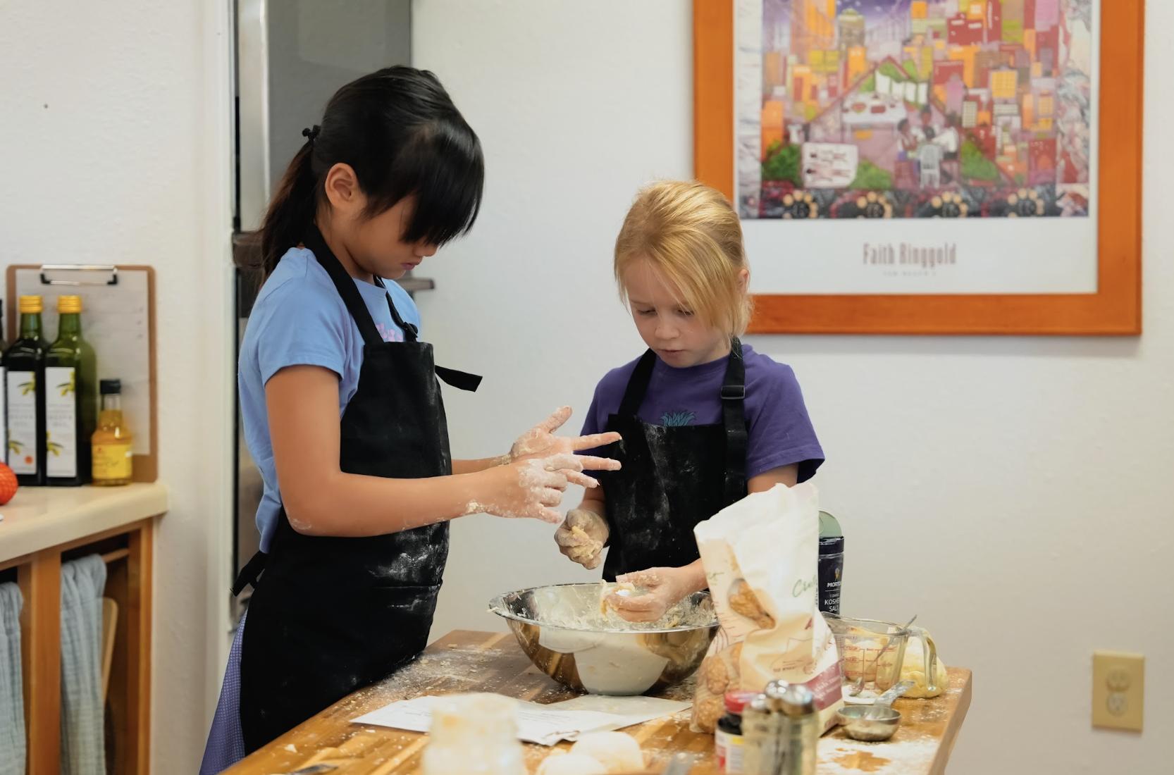 Children baking together in the Elementary classroom